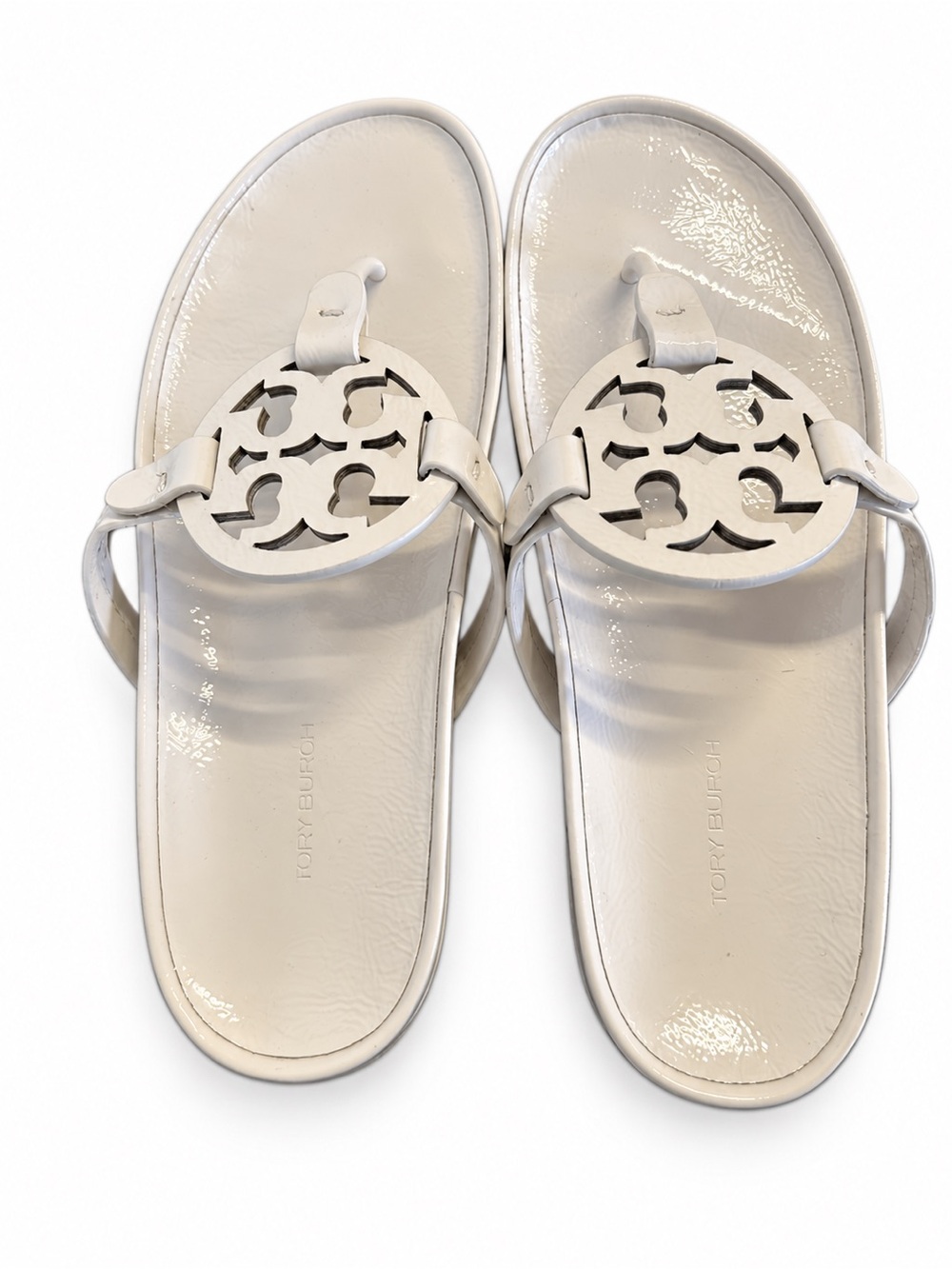 Tory Burch Cream Logo Miller Thong Sandals